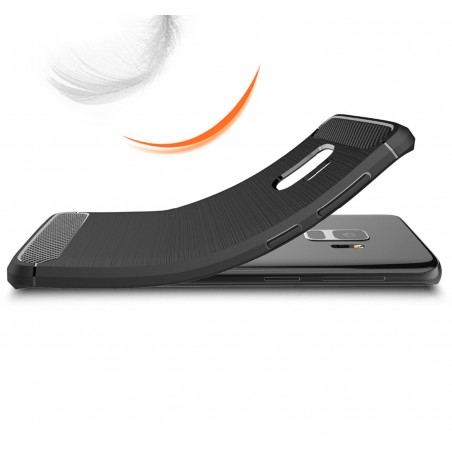Funda Gel Tpu Tipo Carbon Negra para Samsung Galaxy S9