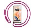 Funda Colgante Transparente compatible con Xiaomi Redmi Note 12 4G con Cordon Rosa Fucsia