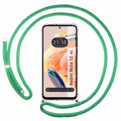Funda Colgante Transparente para Xiaomi Redmi Note 12 4G con Cordon Verde Agua