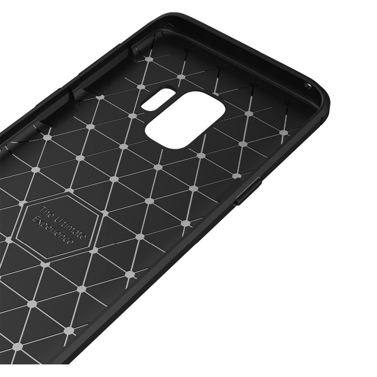 Funda Gel Tpu Tipo Carbon Negra para Samsung Galaxy S9