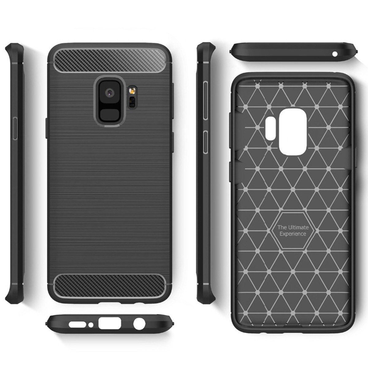 Funda Gel Tpu Tipo Carbon Negra para Samsung Galaxy S9
