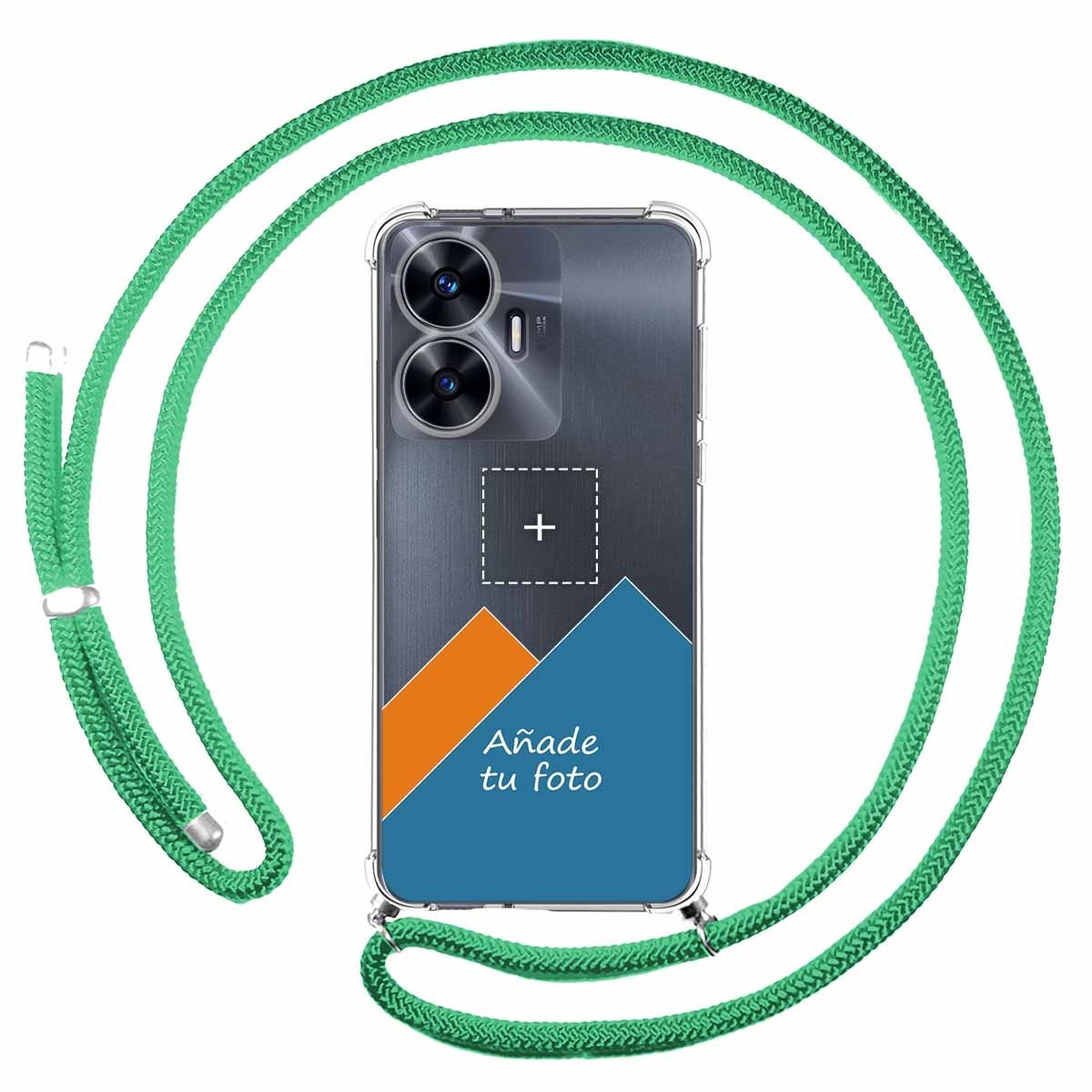 Personaliza tu Funda Colgante Transparente para Realme C55 con Cordon Verde Agua Dibujo Personalizada