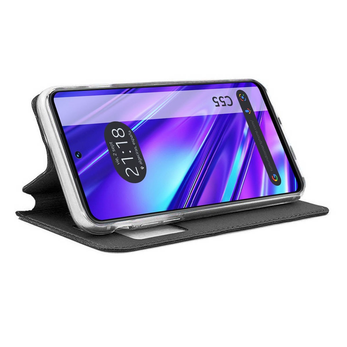 Funda Libro Soporte con Ventana para Realme C55 Color Negra