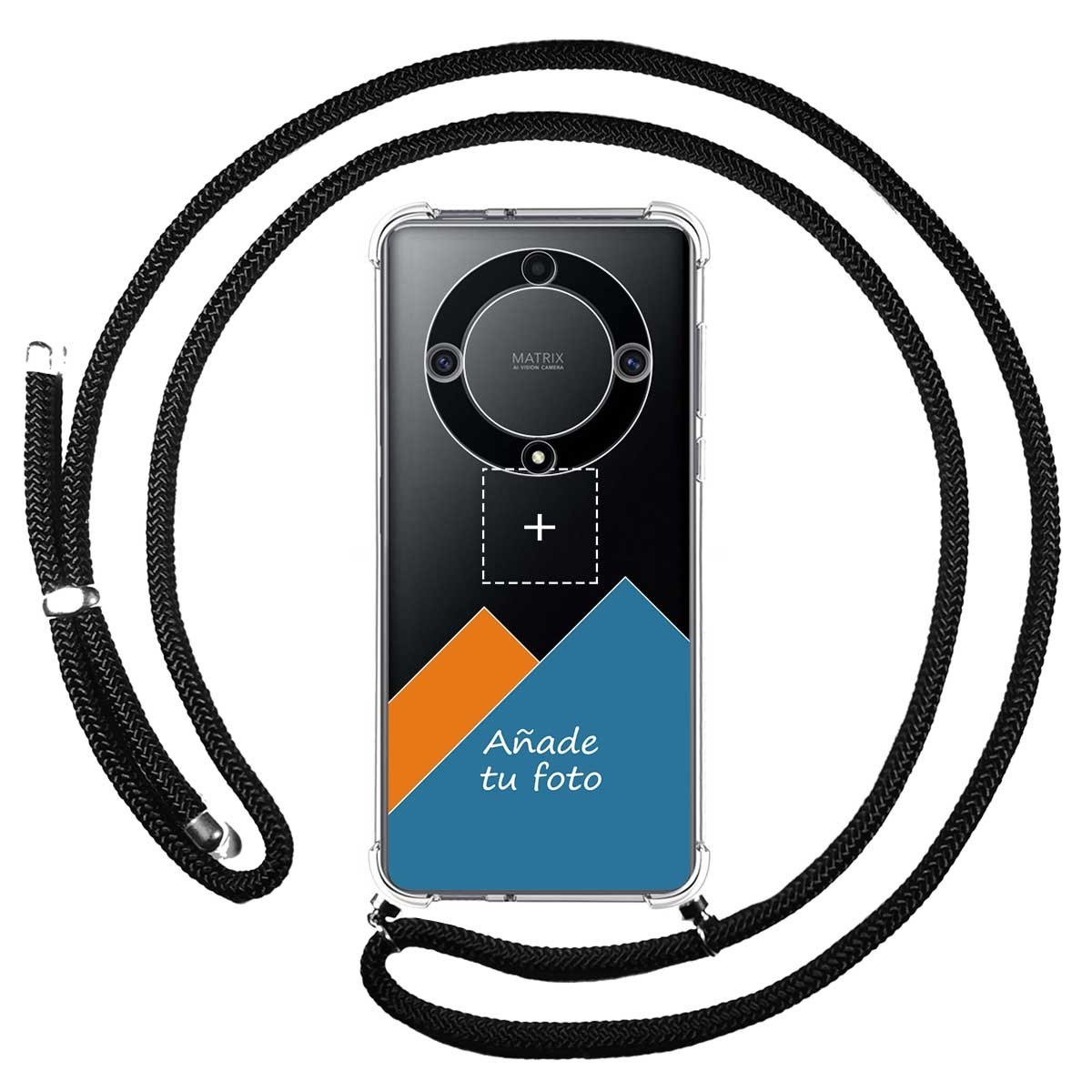 Personaliza tu Funda Colgante Transparente para Huawei Honor Magic 5 Lite 5G con Cordon Negro Dibujo Personalizada