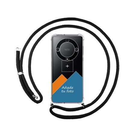 Personaliza tu Funda Colgante Transparente para Huawei Honor Magic 5 Lite 5G con Cordon Negro Dibujo Personalizada