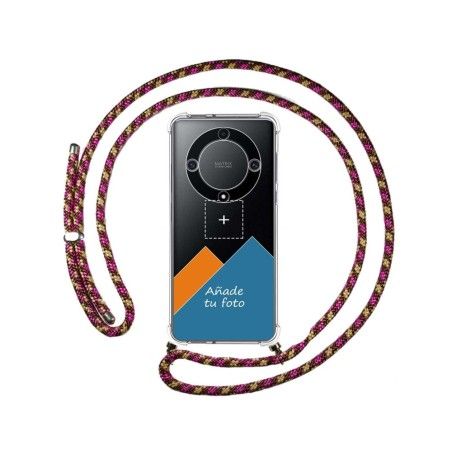 Personaliza tu Funda Colgante Transparente para Huawei Honor Magic 5 Lite 5G con Cordon Rosa / Dorado Dibujo Personalizada