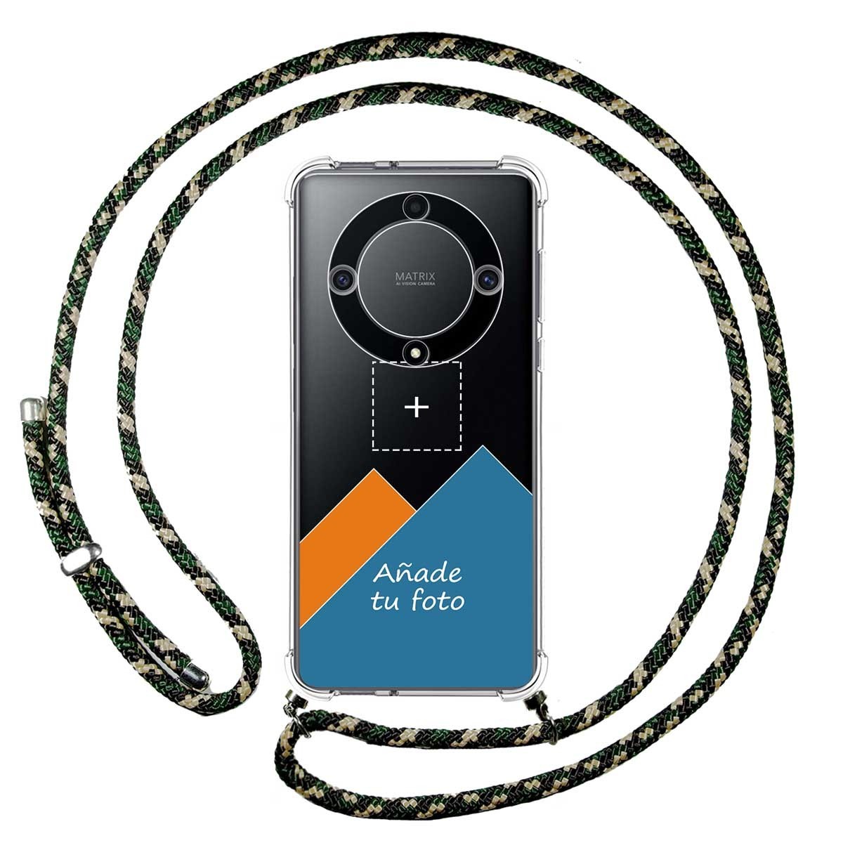 Personaliza tu Funda Colgante Transparente para Huawei Honor Magic 5 Lite 5G con Cordon Verde / Dorado Dibujo Personalizada