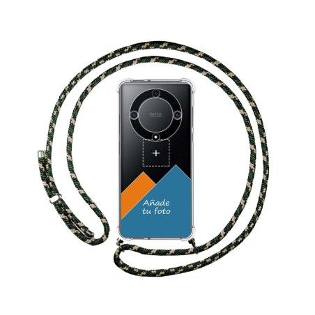 Personaliza tu Funda Colgante Transparente para Huawei Honor Magic 5 Lite 5G con Cordon Verde / Dorado Dibujo Personalizada