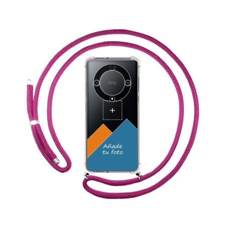 Personaliza tu Funda Colgante Transparente para Huawei Honor Magic 5 Lite 5G con Cordon Rosa Fucsia Dibujo Personalizada