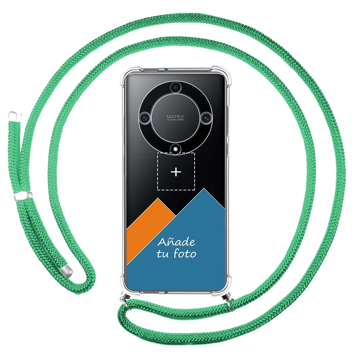 Personaliza tu Funda Colgante Transparente para Huawei Honor Magic 5 Lite 5G con Cordon Verde Agua Dibujo Personalizada