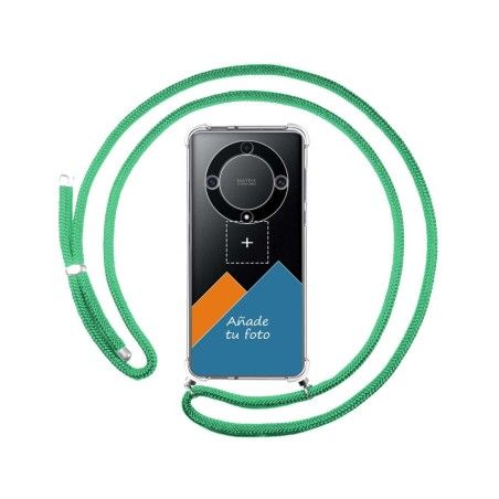Personaliza tu Funda Colgante Transparente para Huawei Honor Magic 5 Lite 5G con Cordon Verde Agua Dibujo Personalizada