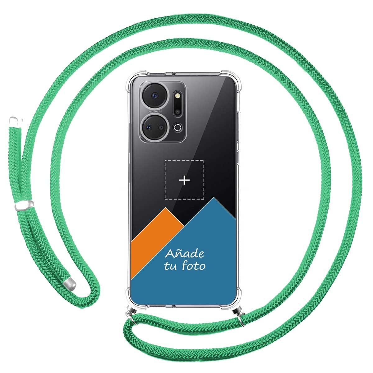 Personaliza tu Funda Colgante Transparente para Huawei Honor X7a con Cordon Verde Agua Dibujo Personalizada