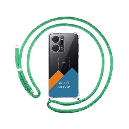 Personaliza tu Funda Colgante Transparente para Huawei Honor X7a con Cordon Verde Agua Dibujo Personalizada