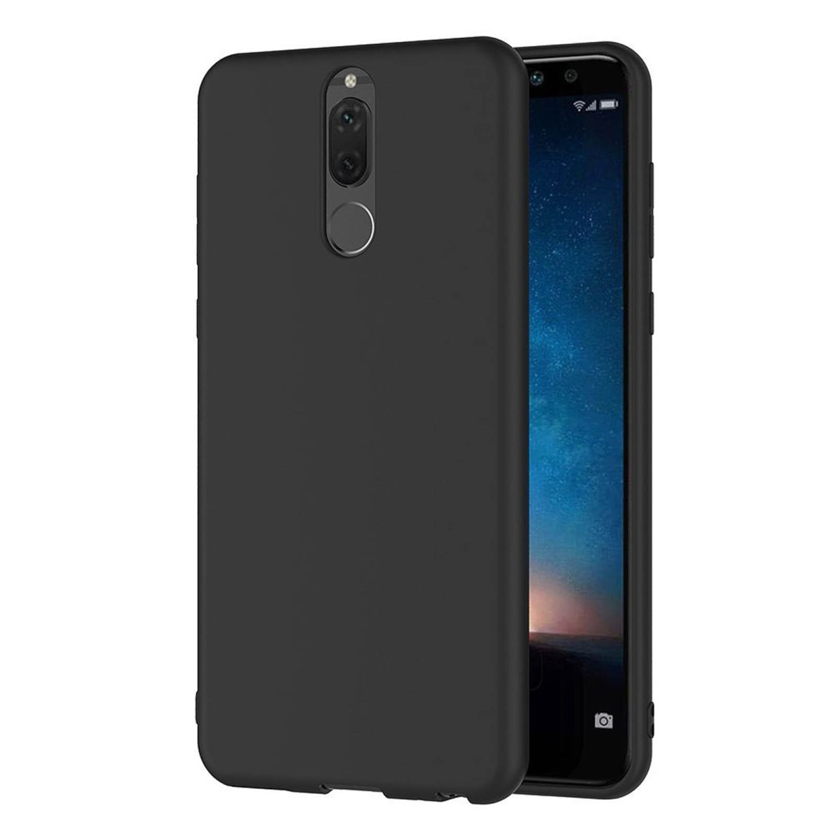 Funda Gel Tpu Tipo Mate Negra para Huawei Mate 10 Lite