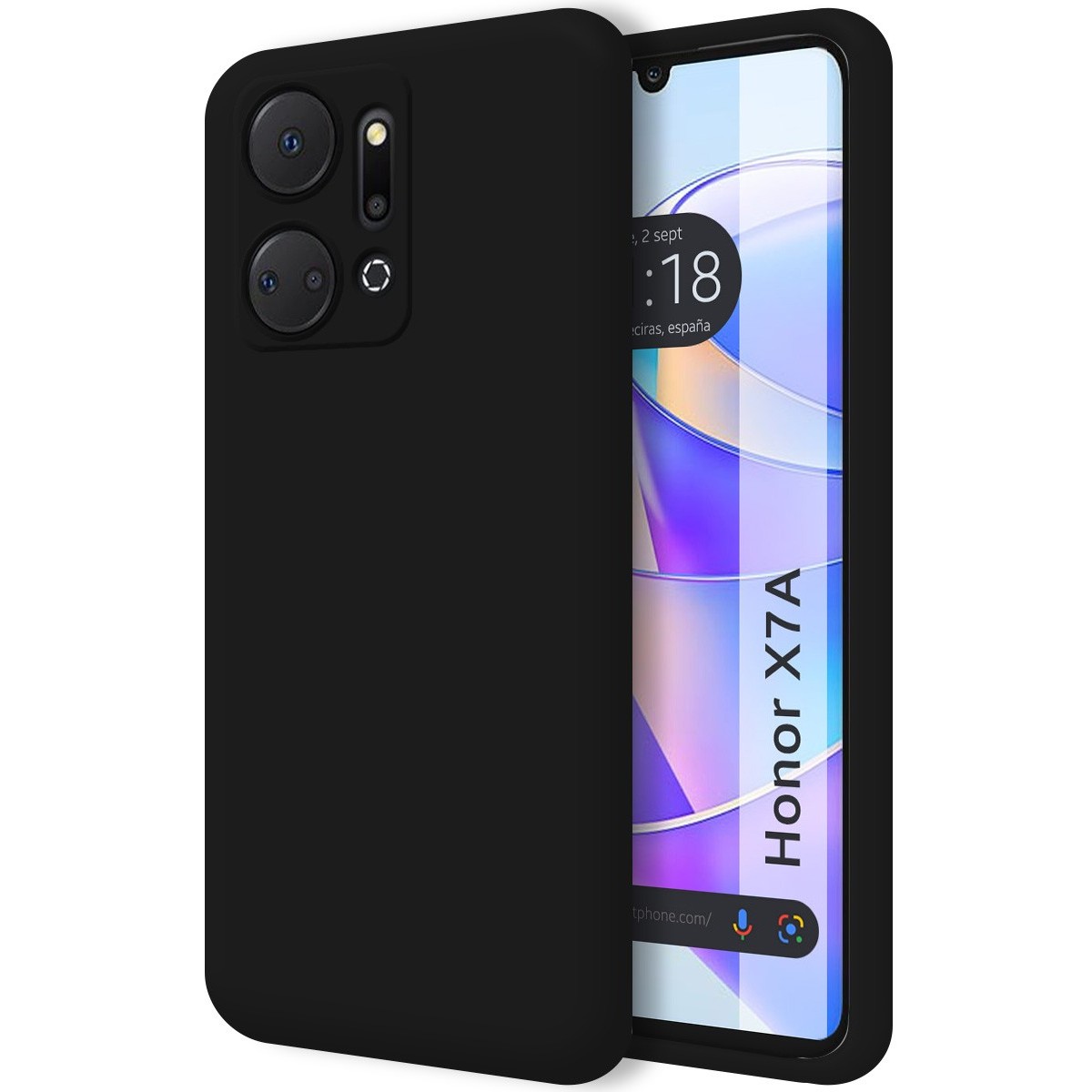 Funda Silicona Líquida Ultra Suave para Huawei Honor X7a color Negra