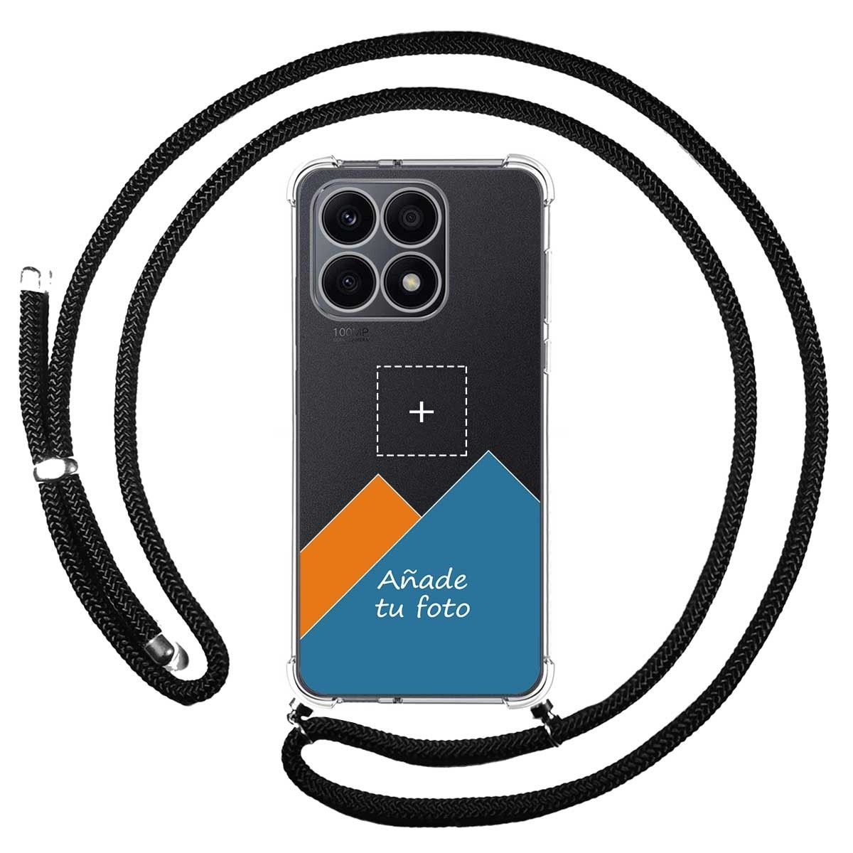 Personaliza tu Funda Colgante Transparente para Huawei Honor X8a con Cordon Negro Dibujo Personalizada