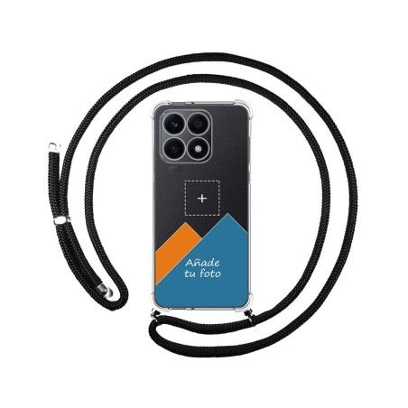 Personaliza tu Funda Colgante Transparente para Huawei Honor X8a con Cordon Negro Dibujo Personalizada