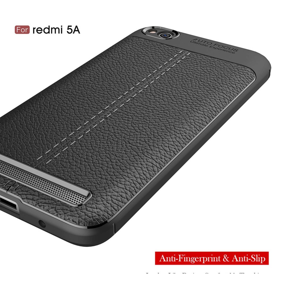 Funda Gel Tpu Tipo Piel Negra para Xiaomi Redmi 5A 5"