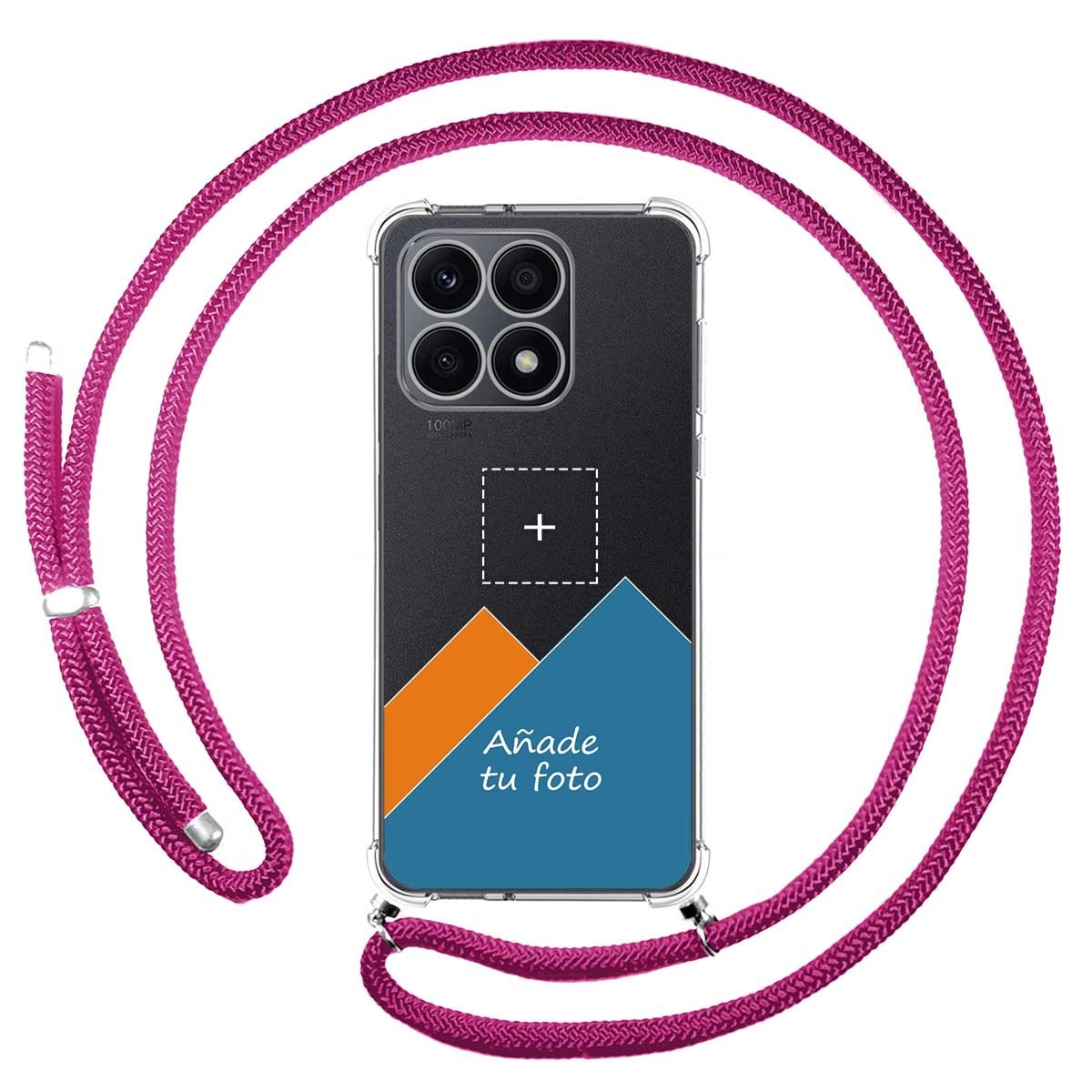 Personaliza tu Funda Colgante Transparente para Huawei Honor X8a con Cordon Rosa Fucsia Dibujo Personalizada