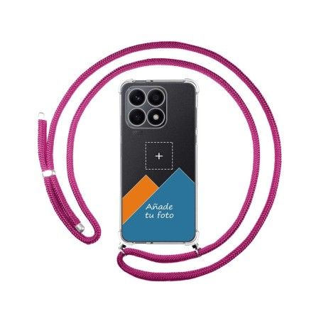 Personaliza tu Funda Colgante Transparente para Huawei Honor X8a con Cordon Rosa Fucsia Dibujo Personalizada