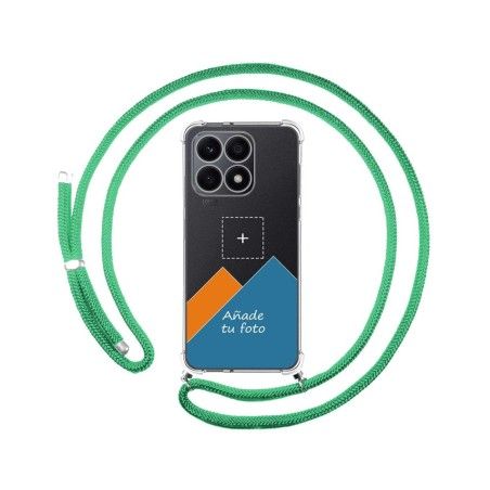 Personaliza tu Funda Colgante Transparente para Huawei Honor X8a con Cordon Verde Agua Dibujo Personalizada
