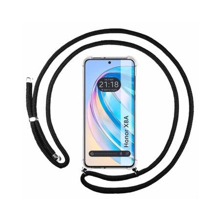 Funda Colgante Transparente para Huawei Honor X8a con Cordon Negro