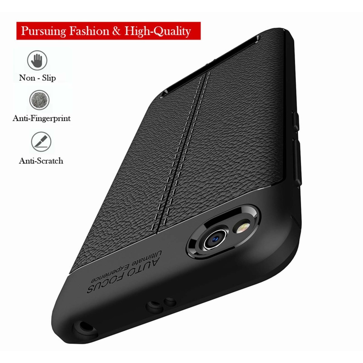 Funda Gel Tpu Tipo Piel Negra para Xiaomi Redmi 5A 5"