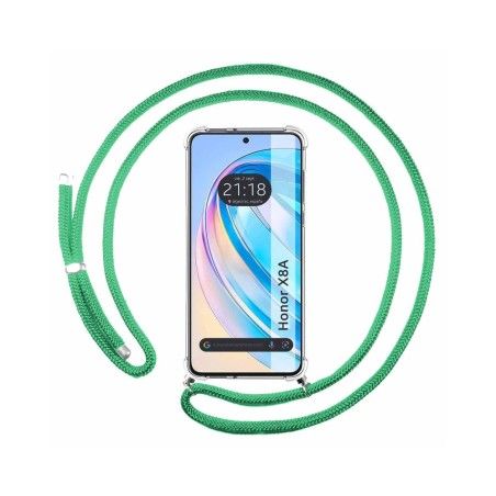 Funda Colgante Transparente para Huawei Honor X8a con Cordon Verde Agua