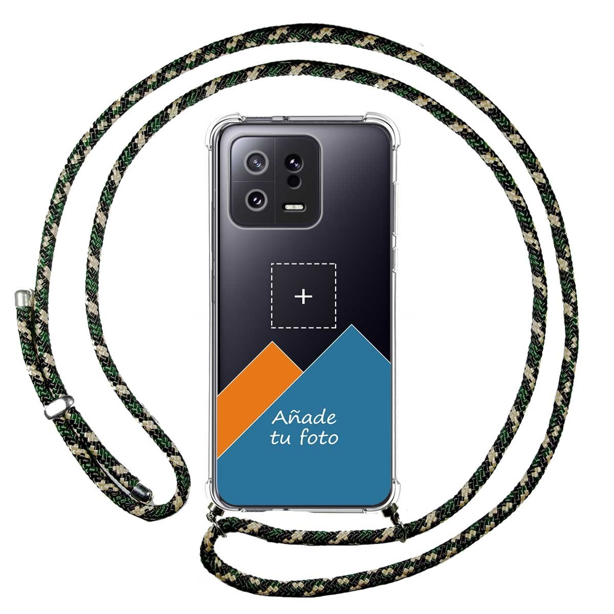 Personaliza tu Funda Colgante Transparente para Xiaomi 13 5G con Cordon Verde / Dorado Dibujo Personalizada