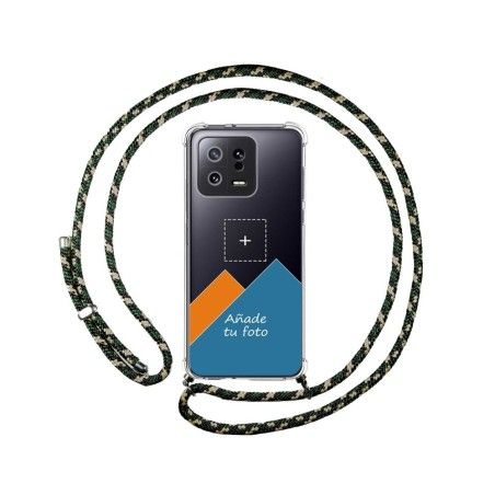 Personaliza tu Funda Colgante Transparente para Xiaomi 13 5G con Cordon Verde / Dorado Dibujo Personalizada