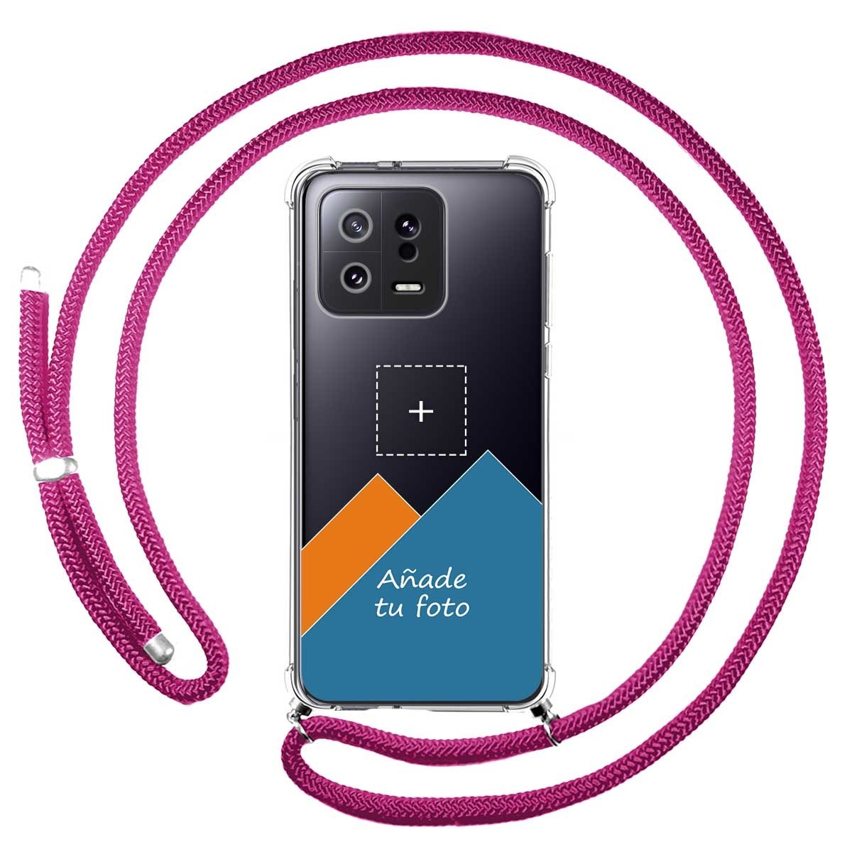 Personaliza tu Funda Colgante Transparente para Xiaomi 13 5G con Cordon Rosa Fucsia Dibujo Personalizada