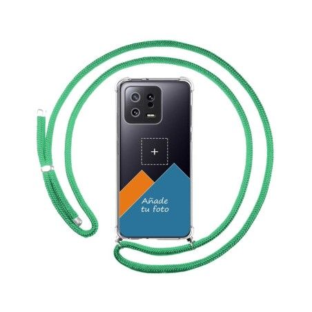 Personaliza tu Funda Colgante Transparente para Xiaomi 13 5G con Cordon Verde Agua Dibujo Personalizada