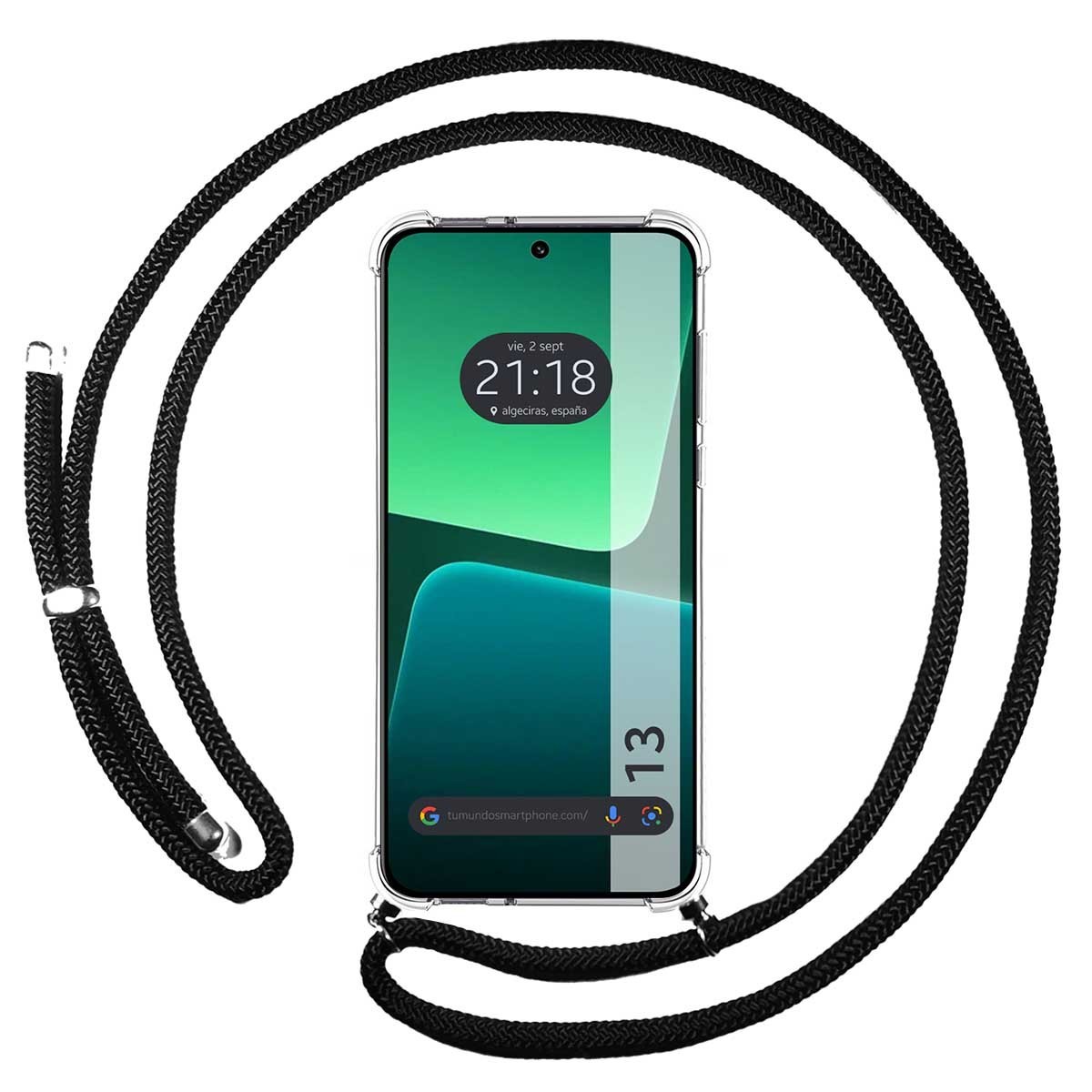 Funda Colgante Transparente compatible con Xiaomi 13 5G con Cordon Negro