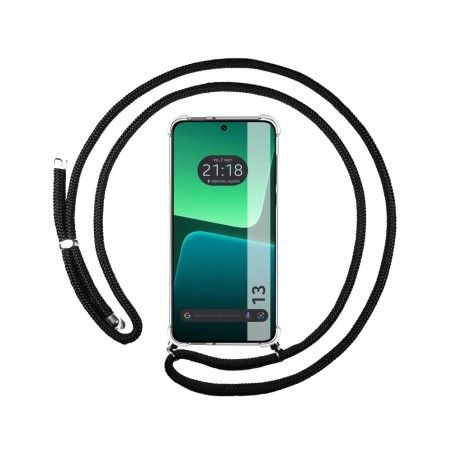 Funda Colgante Transparente compatible con Xiaomi 13 5G con Cordon Negro