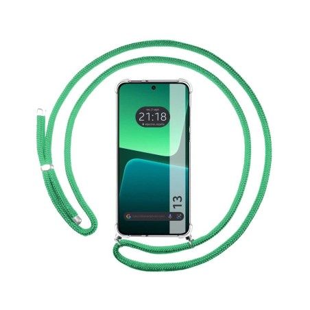 Funda Colgante Transparente compatible con Xiaomi 13 5G con Cordon Verde Agua