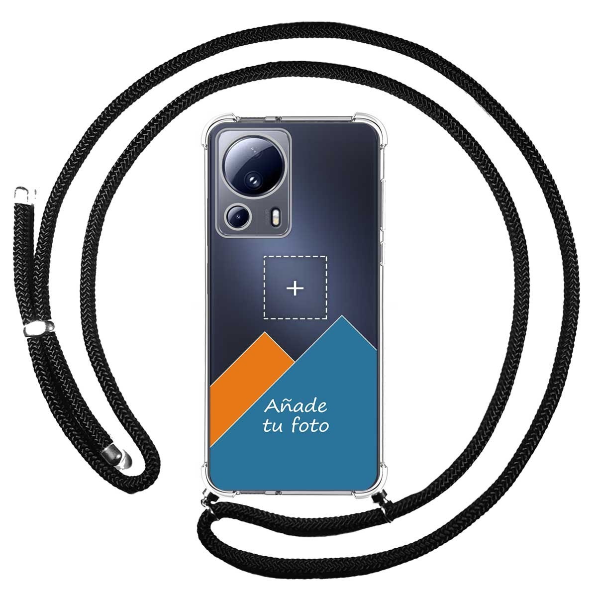 Personaliza tu Funda Colgante Transparente para Xiaomi 13 Lite 5G con Cordon Negro Dibujo Personalizada