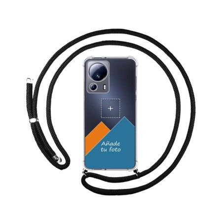Personaliza tu Funda Colgante Transparente para Xiaomi 13 Lite 5G con Cordon Negro Dibujo Personalizada