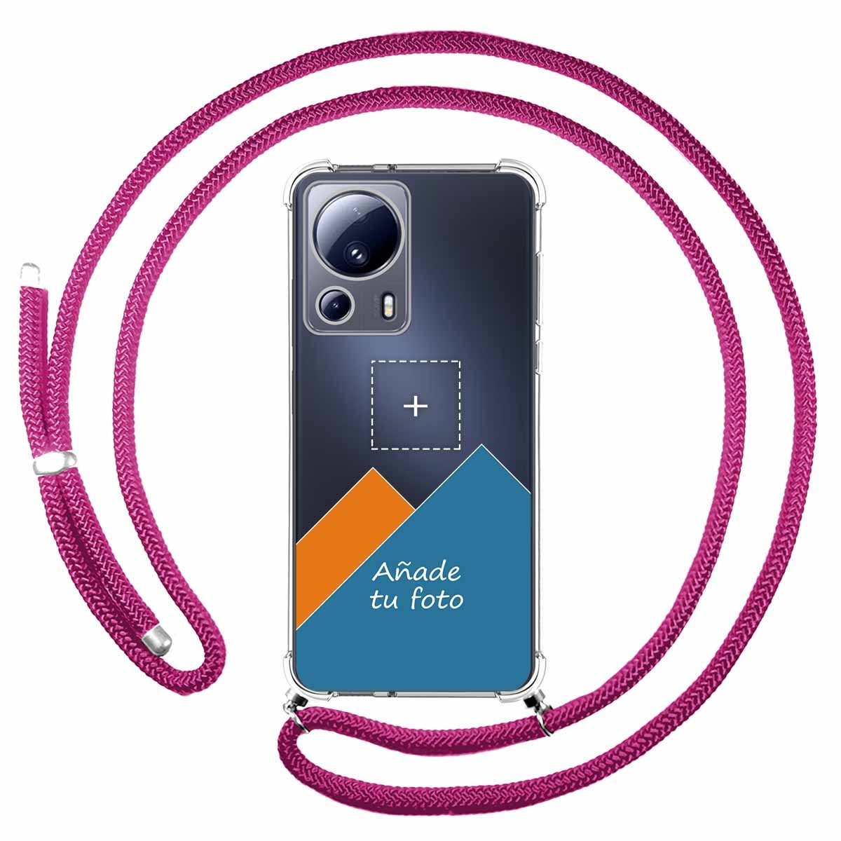 Personaliza tu Funda Colgante Transparente para Xiaomi 13 Lite 5G con Cordon Rosa Fucsia Dibujo Personalizada