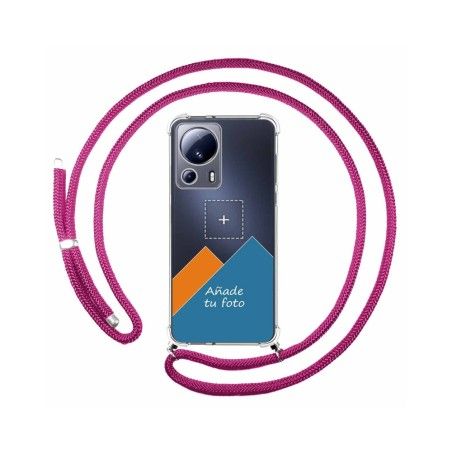 Personaliza tu Funda Colgante Transparente para Xiaomi 13 Lite 5G con Cordon Rosa Fucsia Dibujo Personalizada