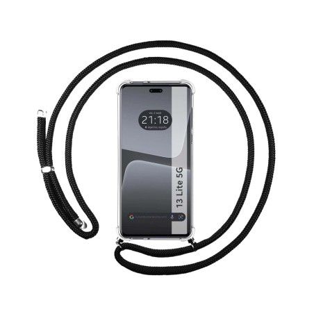 Funda Colgante Transparente compatible con Xiaomi 13 Lite 5G con Cordon Negro