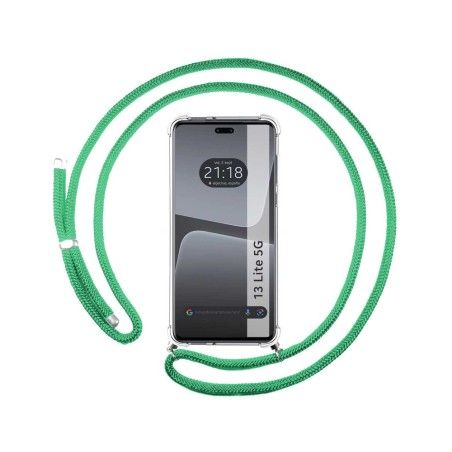 Funda Colgante Transparente compatible con Xiaomi 13 Lite 5G con Cordon Verde Agua