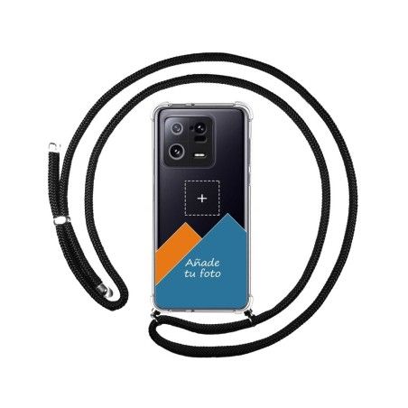 Personaliza tu Funda Colgante Transparente para Xiaomi 13 Pro 5G con Cordon Negro Dibujo Personalizada