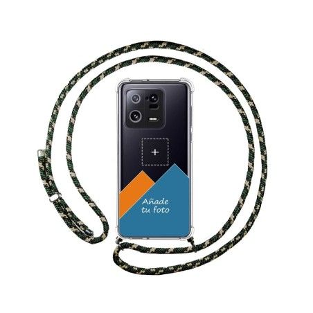 Personaliza tu Funda Colgante Transparente para Xiaomi 13 Pro 5G con Cordon Verde / Dorado Dibujo Personalizada