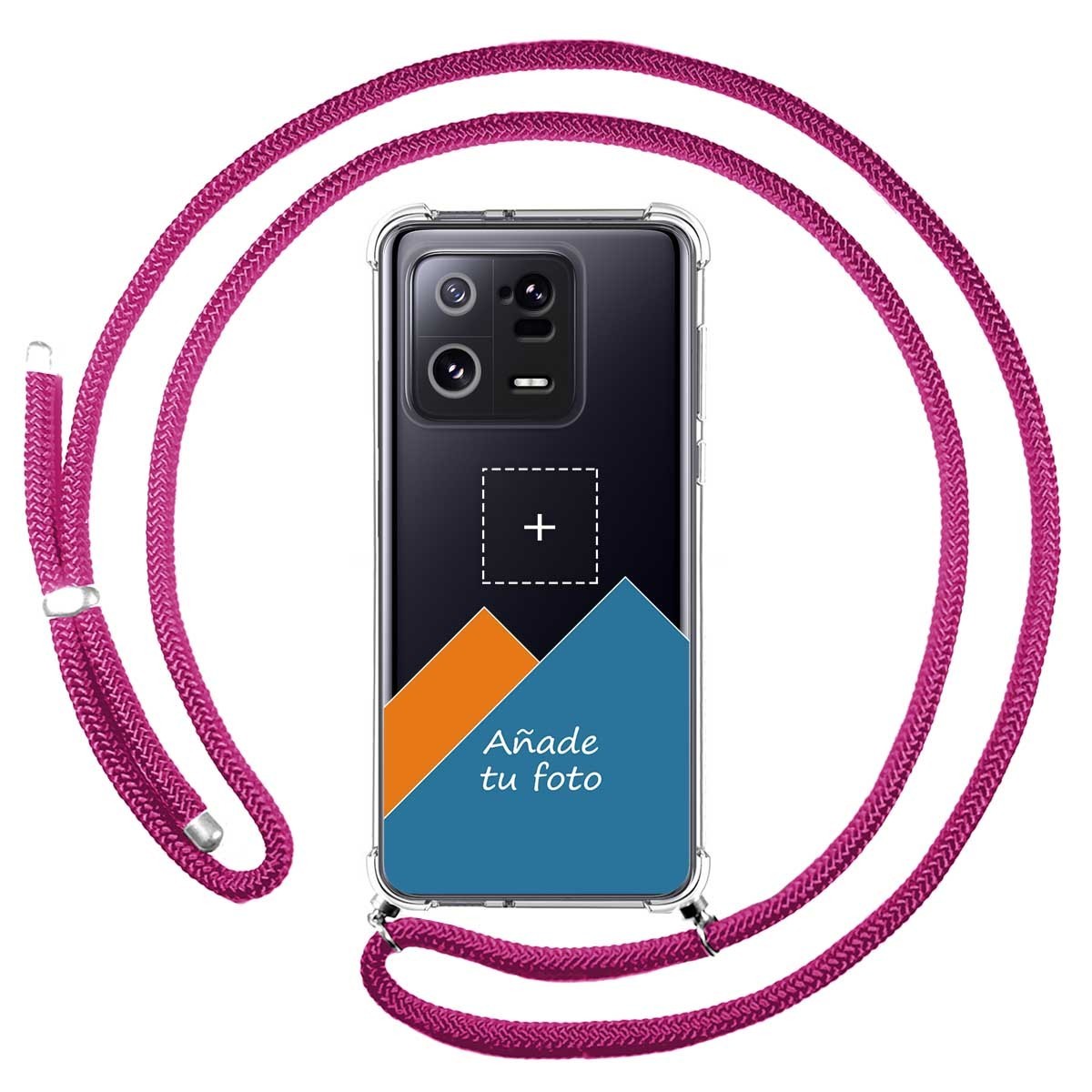 Personaliza tu Funda Colgante Transparente para Xiaomi 13 Pro 5G con Cordon Rosa Fucsia Dibujo Personalizada