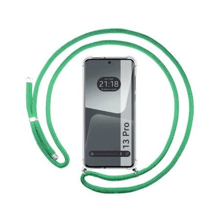 Funda Colgante Transparente compatible con Xiaomi 13 Pro 5G con Cordon Verde Agua