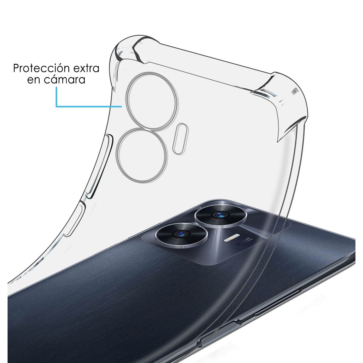 Funda Silicona Antigolpes Transparente para Realme C55