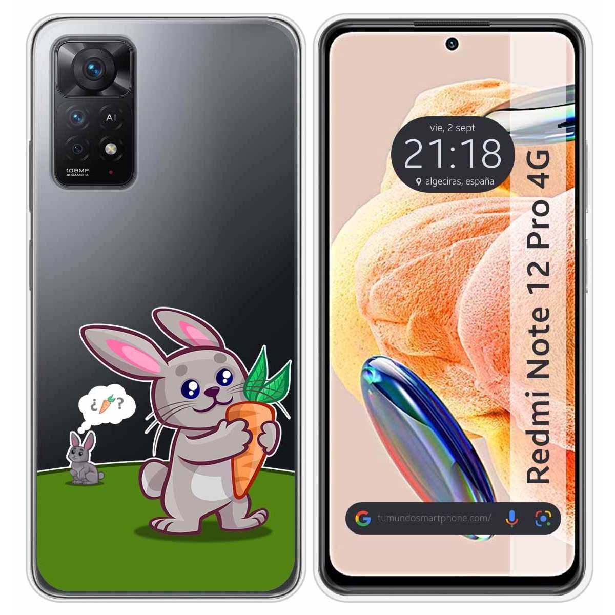 Funda Silicona Transparente compatible con Xiaomi Redmi Note 12 Pro 4G diseño Conejo Dibujos