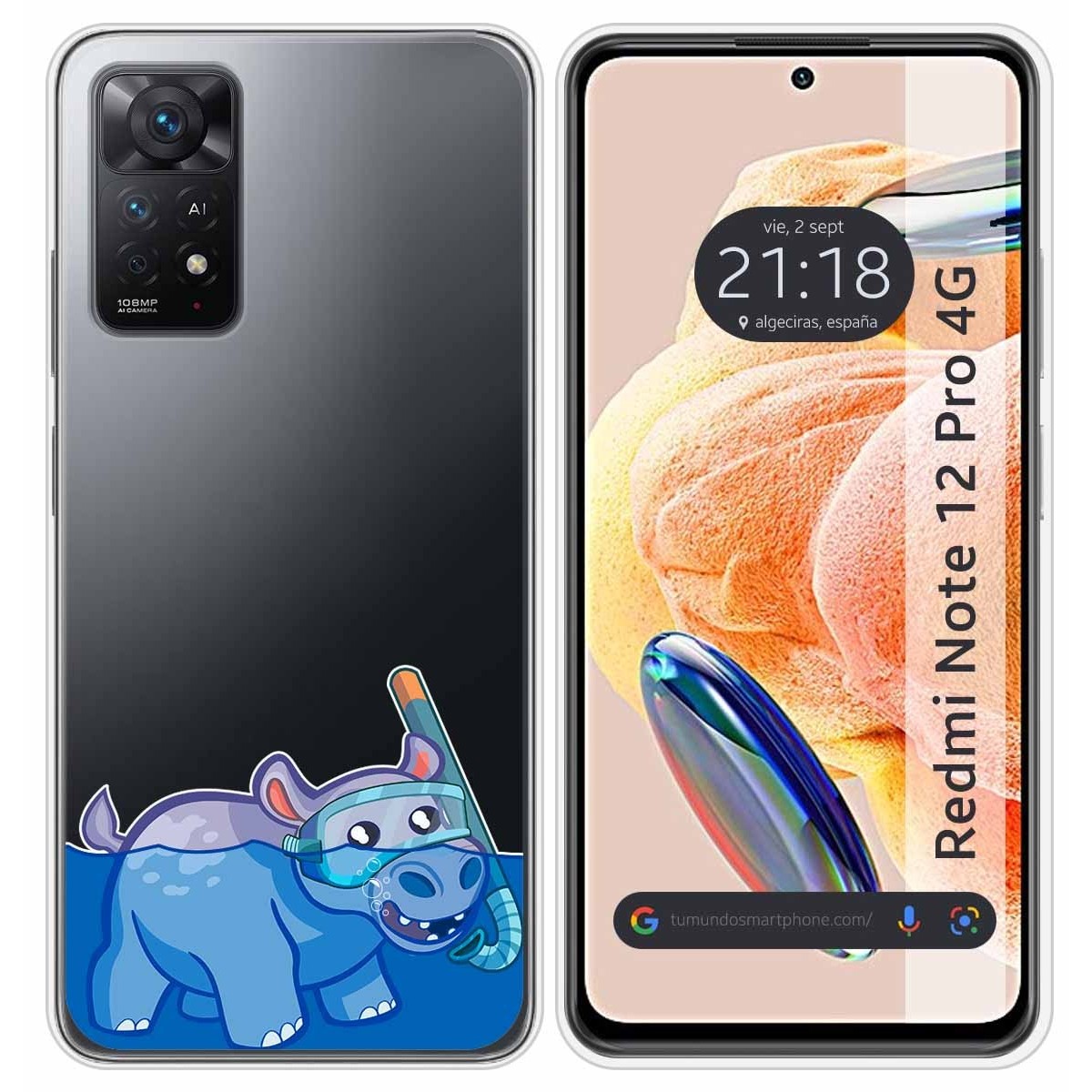 Funda Silicona Transparente compatible con Xiaomi Redmi Note 12 Pro 4G diseño Hipo Dibujos