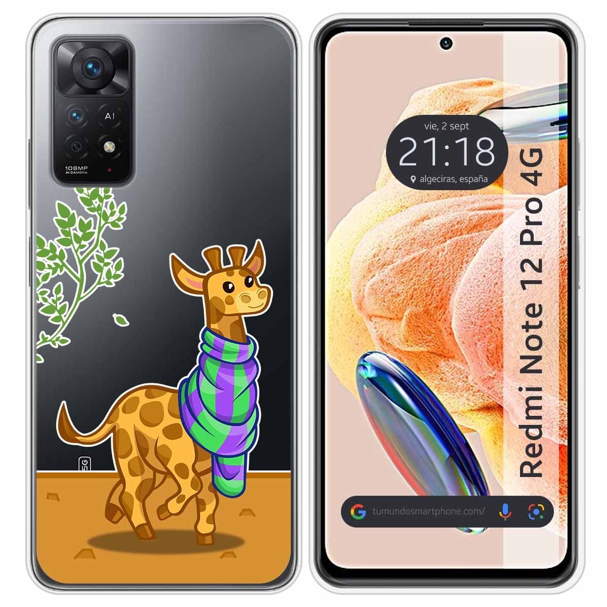Funda Silicona Transparente compatible con Xiaomi Redmi Note 12 Pro 4G diseño Jirafa Dibujos