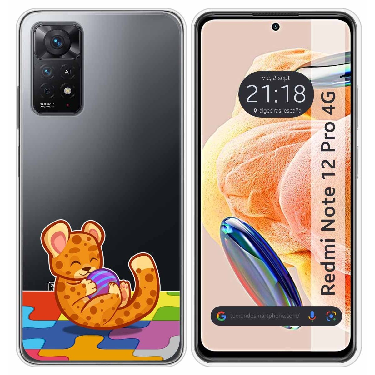 Funda Silicona Transparente compatible con Xiaomi Redmi Note 12 Pro 4G diseño Leopardo Dibujos